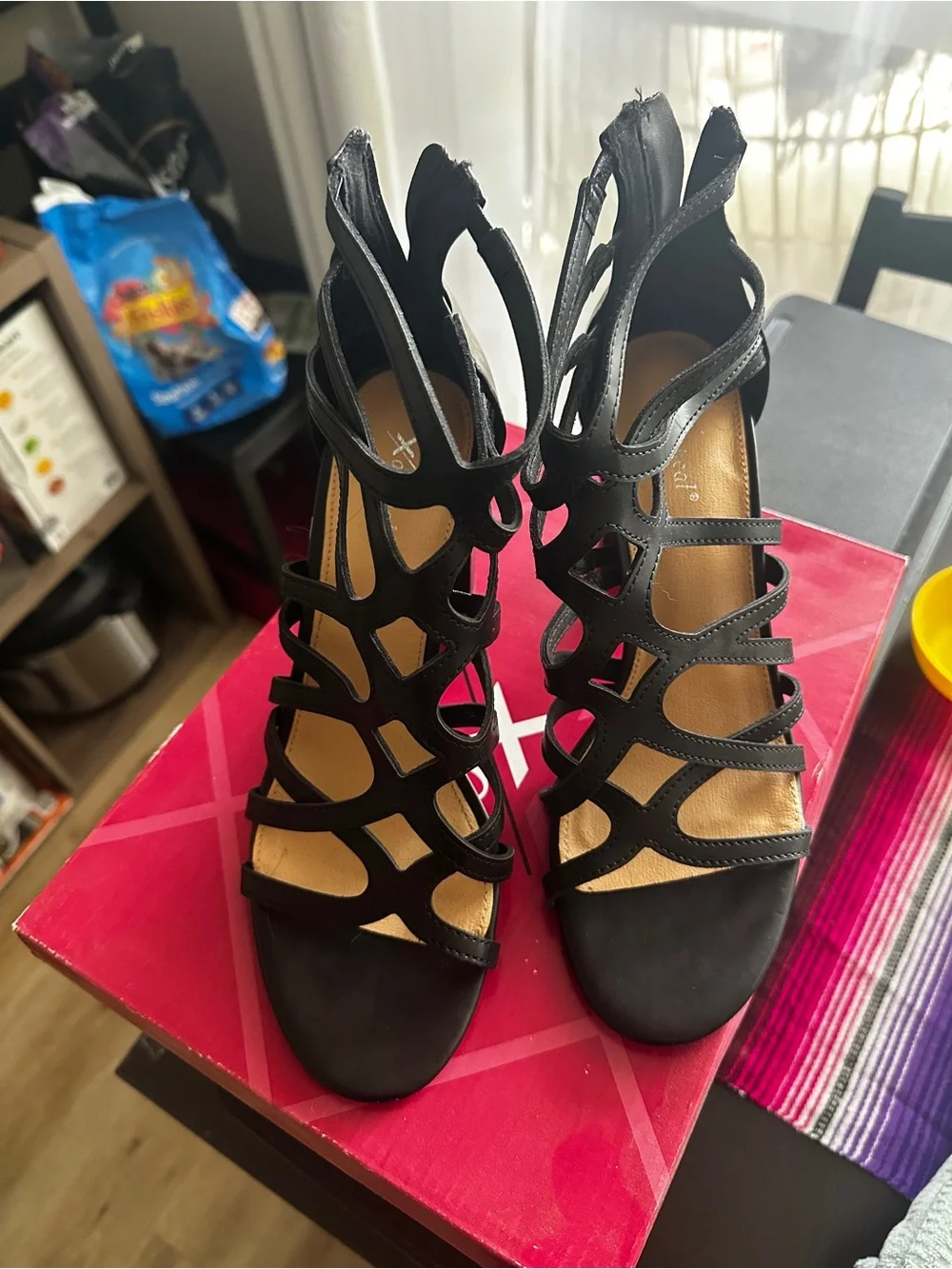 Xappeal Black Strappy Cutout High Heel Sandals